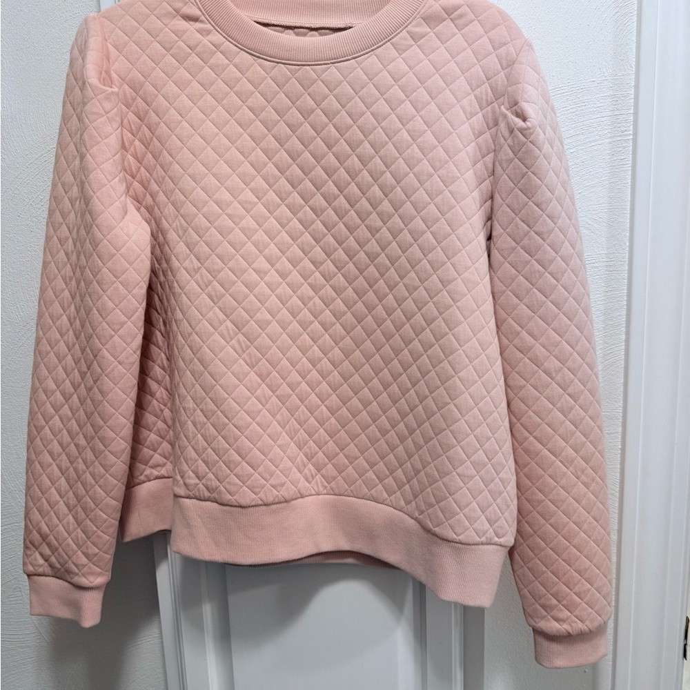 Walter Hagen Quilted Crewneck Sweatshirt in Light Pink